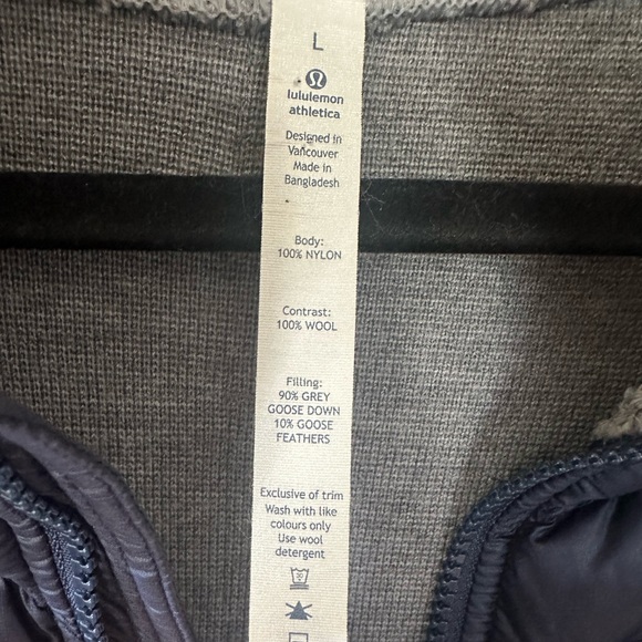 Lululemon Navy Blue Puffer Gray Sweater Zip Up Jacket Size Large - Picture 11 of 12